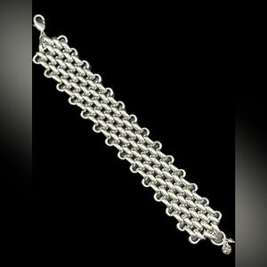 Lucky Brand Chunky Silver Tone Chain Link Mesh Bracelet